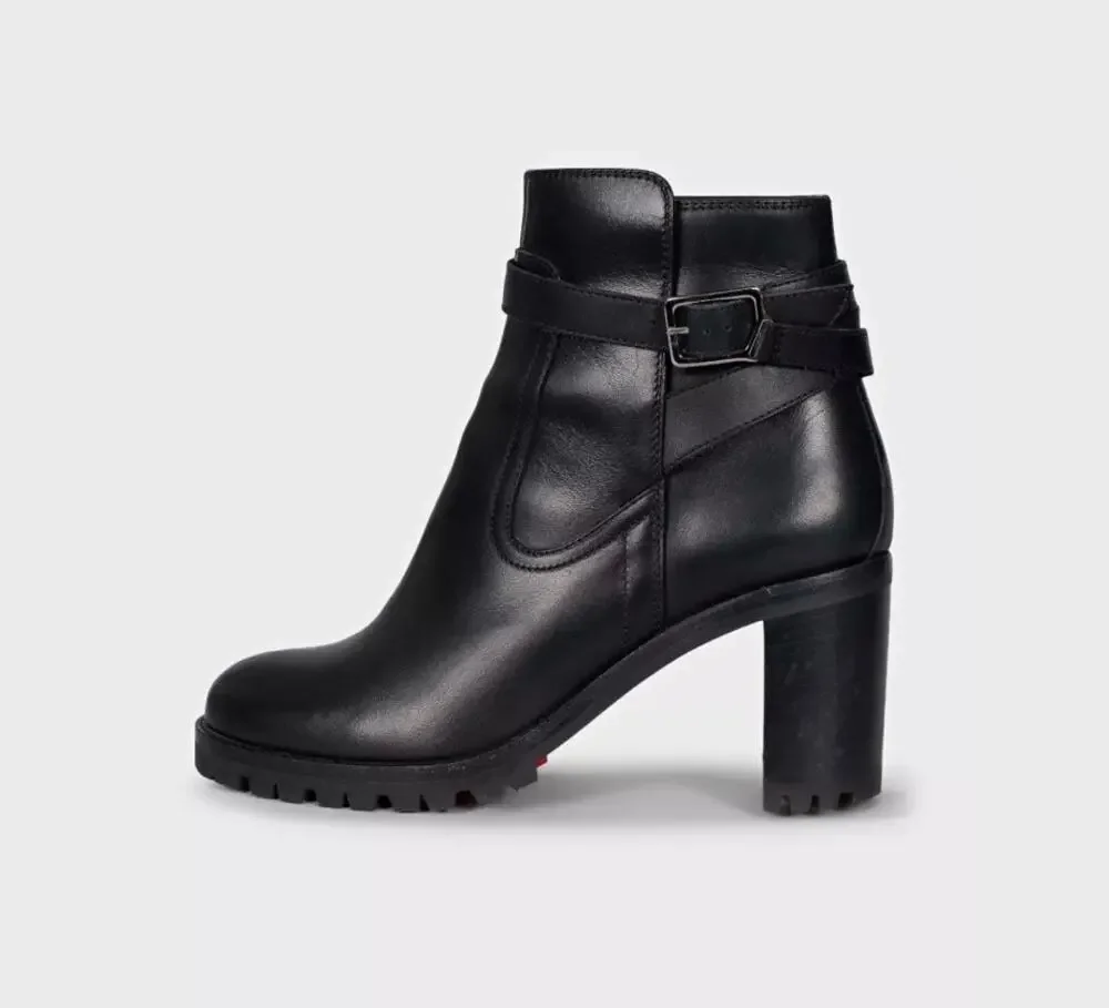 CHRISTIAN LOUBOUTIN Black Leather Ankle Boots EU 36.5